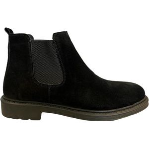 Chelsea Boots- Enkellaars- Heren schoenen- Mannen laarzen 542- Suède leer- Zwart- Maat 41