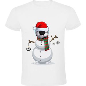Kerst sneeuwpop met voetbal Heren T-shirt - kerstshirt - christmas - feestdagen - winter - shirt