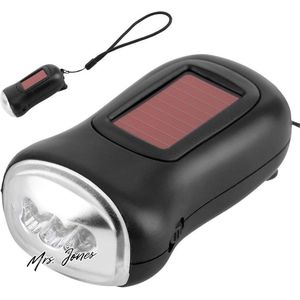 Mrs. Jones Hand Crank Oplaadbare Zaklamp Op Zonne-energie Voor Outdoor Camping LED Emergency Dynamo Zaklamp .