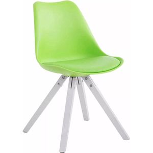 In And OutdoorMatch Bezoekersstoel Rossie - Eetkamerstoel - Kunstleer Groen - Witte Poten - Set van 1 - Zithoogte 48 cm - Deluxe