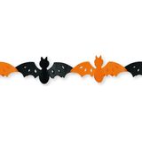 Halloween/Horror vleermuizen/enge beestjes slinger oranje/zwart 3 meter brandvertragend papier
