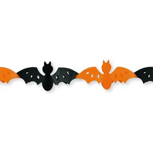Halloween/Horror vleermuizen/enge beestjes slinger oranje/zwart 3 meter brandvertragend papier