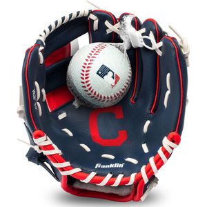 Franklin 9,5 Inch Youth MLB Glove and Ball Set Team Indians