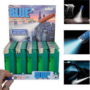 Elektronische aansteker - Blue² Green Edition Hervulbaar - Display 30 stuks - wegwerpaansteker - electronic lighter - klik aanstekers - aansteker met led lampje
