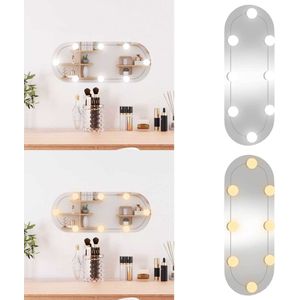 vidaXL Wandspiegel met LED's ovaal 20x50 cm glas - Wandspiegel Met LED-verlichting - Wandspiegels Met LED-verlichting - Wandspiegel - Make-upspiegel