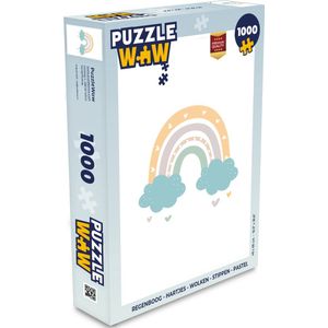 Puzzel Regenboog - Hartjes - Wolken - Stippen - Pastel - Kinderen - Legpuzzel - Puzzel 1000 stukjes volwassenen