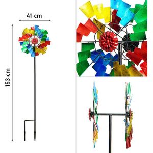 Windvanger HQ Metal Wind Spinner: Kinetic Rotator Duett 110230 Regenboog 41 x 153 cm