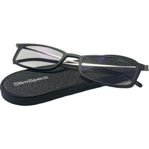 SlimSpecs (Black) - Leesbril - Ultra dunne leesbril - Dunne leesbril - Platte leesbril - Reading glasses - Ultra thin reading glasses - Thin reading glasses - Flat reading glasses