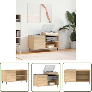 The Living Store Platenkast Sonoma Eiken - 85 x 38 x 48 cm - Duurzaam bewerkt hout en ijzer