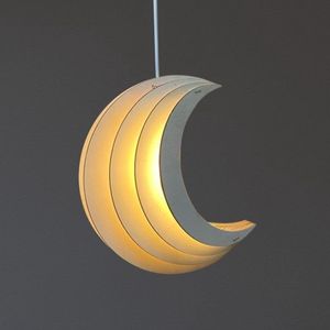 Houten hanglamp kinderkamer | Maan - blank | toddie.nl