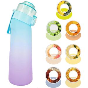 Geurwater Drinkfles - Water Bottle Up - Geur Air Waterfles - Inclusief 7 Pods - Blauw / Paars - 650 ml - Tritan - BPA-vrij - Starterskit - Ananas - Citroen - Cola - Groene Druiven - Perzik - Red Bull - Sinaasappel