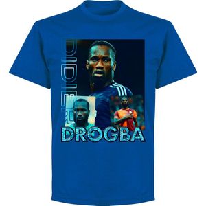 Drogba Old-Skool Hero T-Shirt - Blauw - XXL