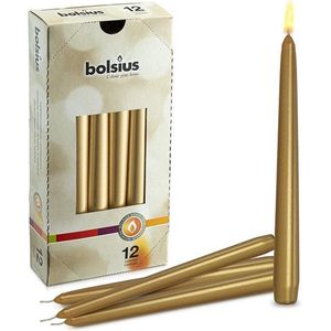Bolsius Gotische kaarsen Goud 245/24 12 stuks - 1 pak - 12 Gouden kaarsen