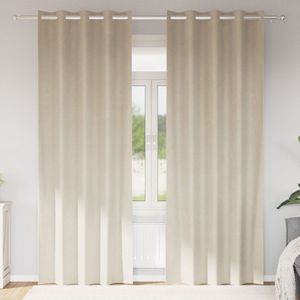 vidaXL - Zwarte - Verduisteringsgordijnen - met - Oogjes - 2 - stuks - Crème - Velours