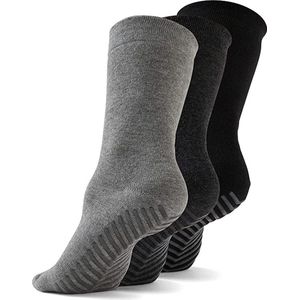 Malinsi Sokken Antislip 3-Pack - 3 Paar Donkere kleuren maat 36-41 - Huissokken Dames en Heren anti slip