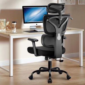 Bureaustoel - office chair - bureaustoel met grote rugleuning - comfortabele gamingstoel - verstelbare hoofdsteun en armleuningen, computerstoel