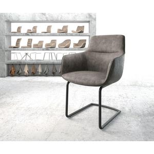 Sledestoel Pejo-Flex sledemodel rond zwart microvelours antraciet vintage pocketveer kern