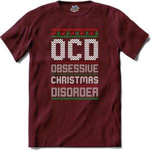 obsessive christmas disorder - T-Shirt - Heren - Burgundy - Maat S
