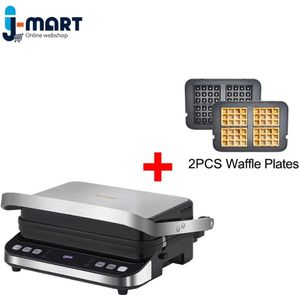 J-Mart 3 in 1 Dubbelzijdige Grill - Tosti Apparaat - Wafelijzer - Tafel Grill - Omkeerbare Grill-/Bakplaten - 80 tot 230 °C