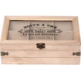 Clayre & Eef Theedoos 6 vakken 24*16*8 cm Bruin Hout Rechthoek Theekist Thee Doos Theebox