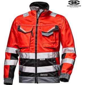 SIR SAFETY RUSH Hi-Vis Rood Werkjas Veiligheidsjas - 3M® Reflecterende Banden - Sneldrogend Waterafstotend Fluorescerend Werkjas - Fleece kraag Verstelbare tailleband Verstelbare manchetten Borstzakken met klittenband