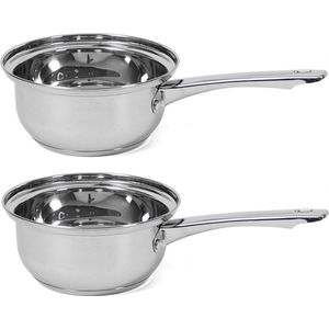 Set van 2x stuks steelpannen/sauspannen Manhattan 18 cm - 3 liter - Voor o.a. saus en jus - Steelpannetjes