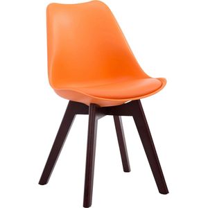 Leren vergaderstoel Dave - Oranje zwart - Zonder armleuning - Bezoekersstoel - Kantinestoel - Wachtkamerstoel - Eetkamerstoel - 47cm