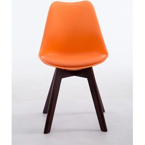 Leren vergaderstoel Dave - Oranje zwart - Zonder armleuning - Bezoekersstoel - Kantinestoel - Wachtkamerstoel - Eetkamerstoel - 47cm