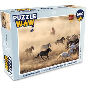 Puzzel Galopperende Mongoolse paarden in Mongolië - Legpuzzel - Puzzel 500 stukjes