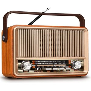 Noodradio - Radio voor Nood Draagbare J-120 AM/FM/SW Vintage Radio met 1800 mAh Batterij - Nostalgische Radio Bluetooth USB/TF/AUX - Geschikt voor Ouderen