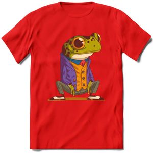 Casual kikker T-Shirt Grappig | Dieren reptiel Kleding Kado Heren / Dames | Animal Skateboard Cadeau shirt - Rood - XXL