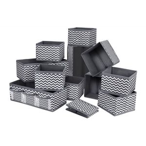 12 stuks lade-organizer voor dressoirs, stoffen opbergdoos, opvouwbare kledingkastverdelers, kubussen voor sokken, ondergoed, stropdassen, sjaals, cosmetica (grijs)