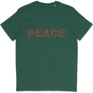 Heren en Dames T shirt - Peace, Vrede - Groen - M