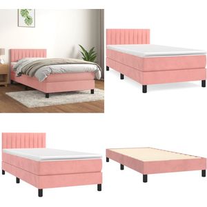 vidaXL Boxspring met matras fluweel roze 80x200 cm - Boxspring - Boxsprings - Bed - Slaapmeubel