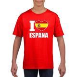 Rood I love Spanje fan shirt kinderen 122/128