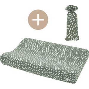 Meyco Baby Cheetah aankleedkussenhoes + kruikenzak - forest green - 50x70cm