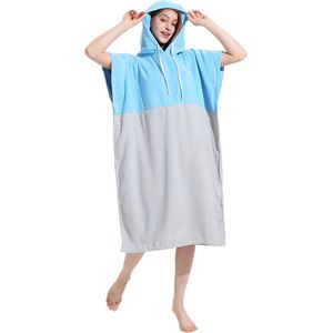 Livano Omkleed Handdoek Zacht - Surf Poncho Voor Volwassenen - Dames & Heren - Grijs & Lichtblauw