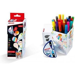 edding colour happy brushpennen assorti box - 20 brushpennen - flexibele penseelvorm - variabele punt - handige doos met 20 stuks brushpennen en een colourmixer