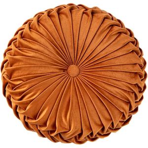Goodivery ® Rond bankkussen 13,5"" puur fluweel woondecoratie geplooid rond kussen pompoenkussen geschikt voor thuisbed autodecoratie (oranje)
