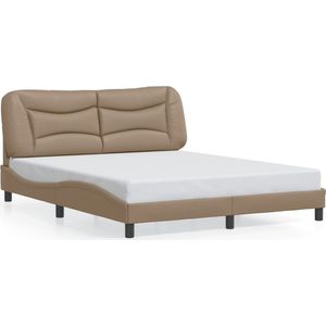 vidaXL - Bedframe - met - hoofdbord - kunstleer - cappuccinokleurig - 160x200 - cm