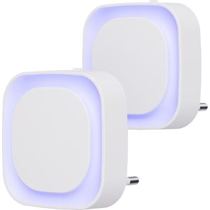 Nachtlamp met Schemersensor - Set van 2 - Automatische Aan/Uit - 3 Niveaus Helderheid Instelbaar - Ideaal voor Kinderkamer, Trappenhuis, Slaapkamer, Keuken, Badkamer - Azure (Blauw)