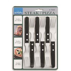 Amefa 6-delige Steakvorkenset zilverkleurig en zwart