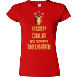 T-shirt vrouwen België/Rode Duivels 'Keep calm and support Belgium' maat XXL