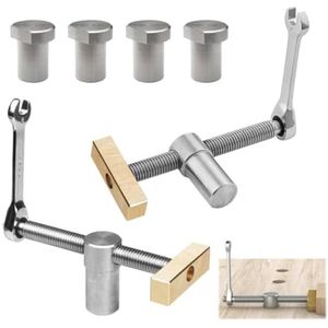 2 stuks houtbewerking bankhaken 20 mm, tafelwerkbankklem, houder werkbankklem, roestvrij stalen tafel schaafbank stopbank, hondenklem, houder klem 20 mm voor schaafbank (zilver) - PolkaHome