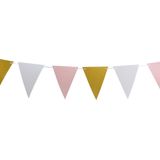 Party verjaardag Vlaggenlijn - glitters - papier - roze/goud/wit - 6 m - 25 punt vlaggetjes
