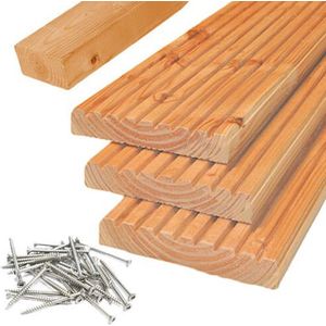 Vlonderplank pakket 3 m2 - Douglas 2,5 x 14 cm (4 mtr) gedroogd groef/ribbel