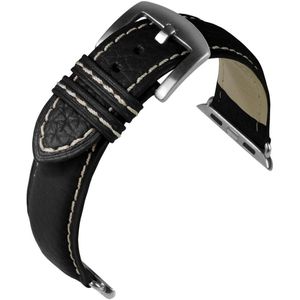 EULIT horlogeband voor Apple Watch - leer - 24 mm - zwart - metalen gesp