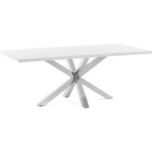 Kave Home - Argo tafel 180 cm wit melamine roestvrij benen