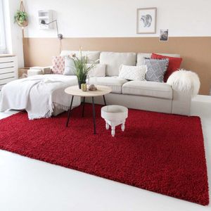 Hoogpolig vloerkleed shaggy Trend effen - rood 140x200 cm