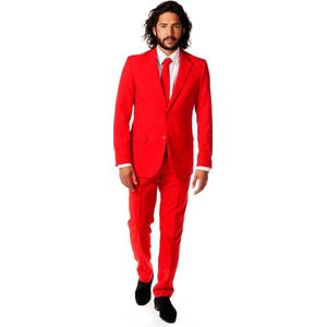 OppoSuits Red Devil - Mannen Kostuum - Rood - Feest - Maat 48